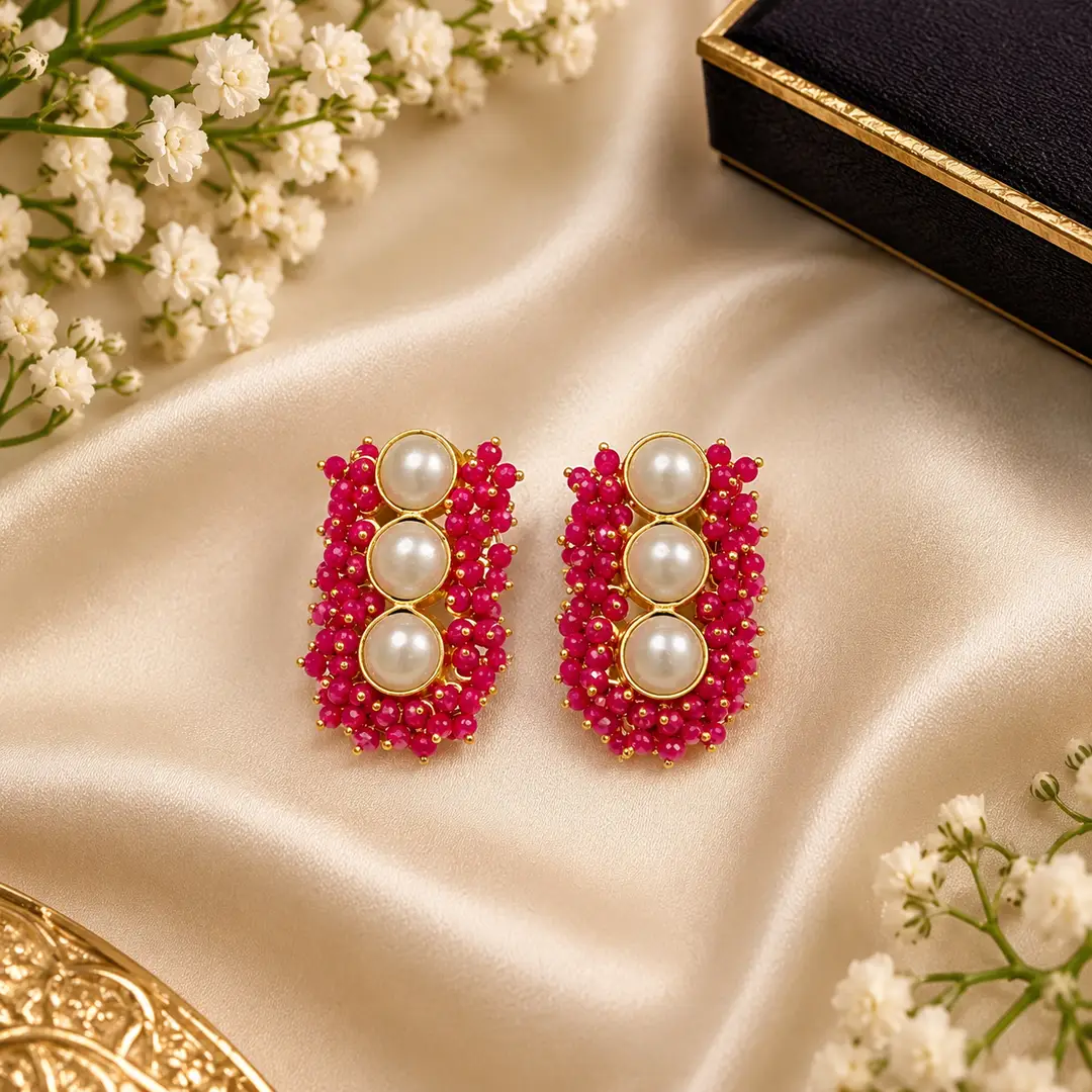 Flash Design Gold Plated Artificial Stones Earrings