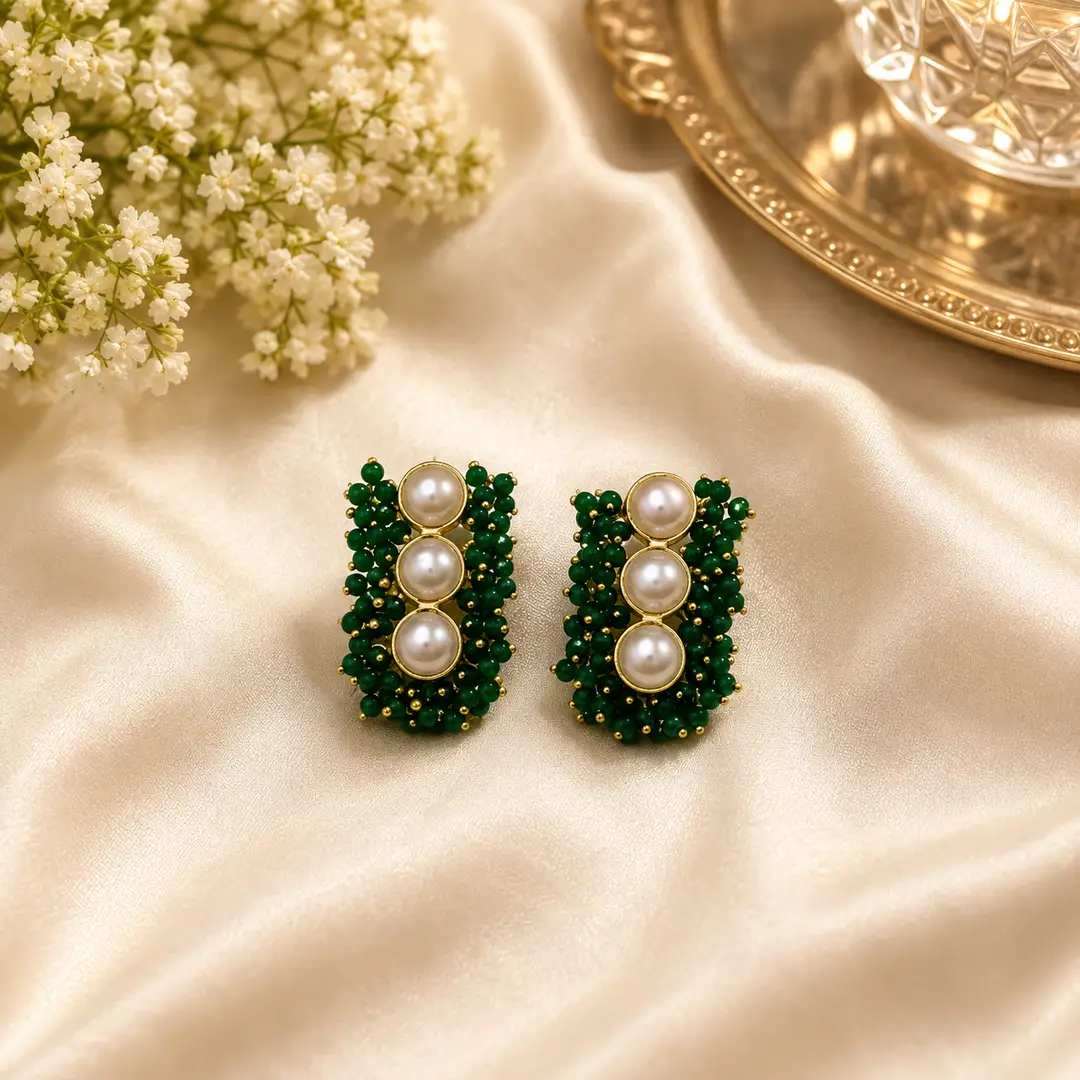 Flash Design Gold Plated Artificial Stones Earrings