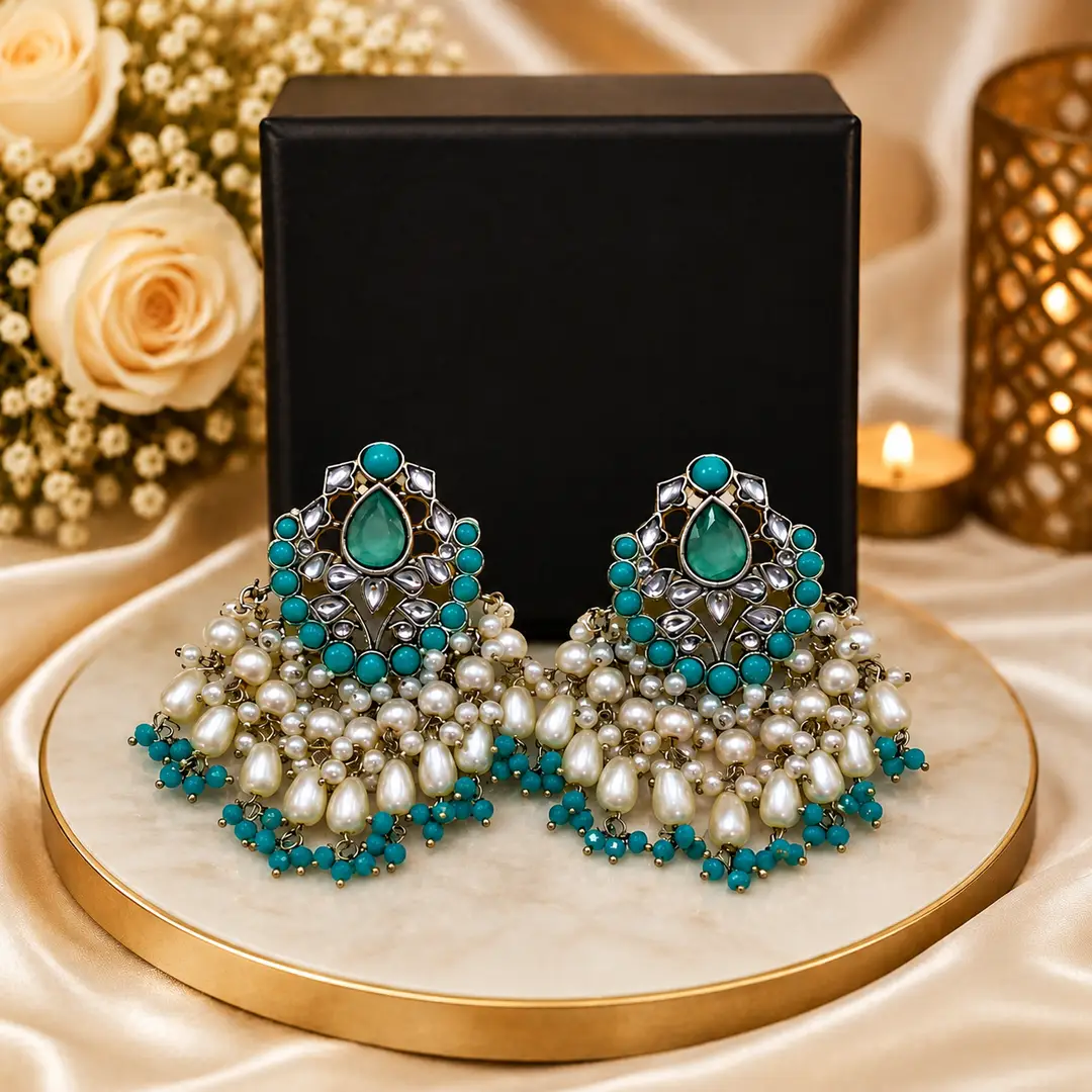 Flash Design Gold Plated Artificial Stones Earrings
