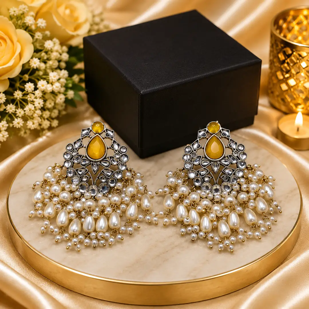 Flash Design Gold Plated Artificial Stones Earrings