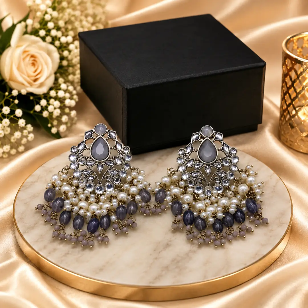 Flash Design Gold Plated Artificial Stones Earrings