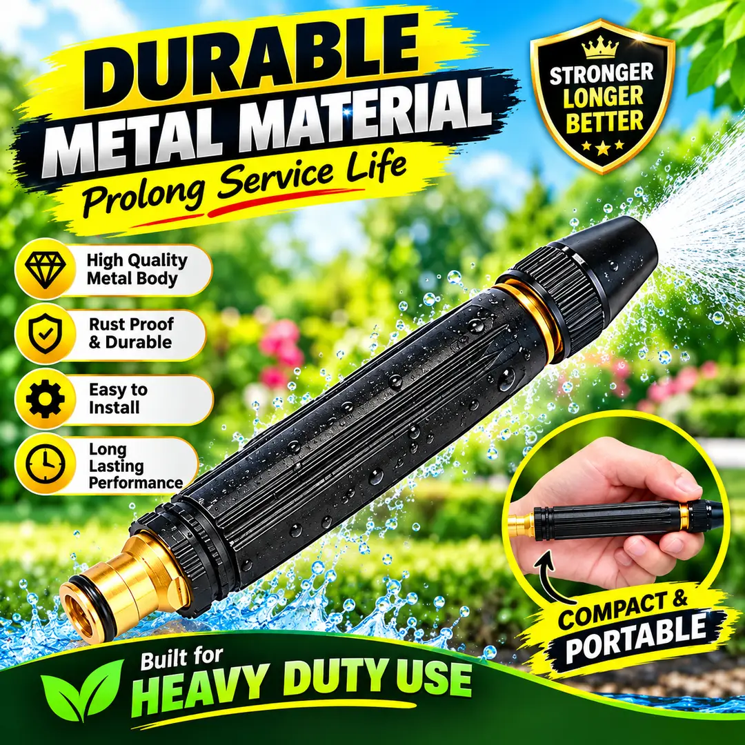 Heavy Duty Metal High Pressure Water Spray Nozzle | Durable Long-Life Cleaning Gun | Multi-Purpose Car Wash, Garden & Outdoor Cleaning Tool