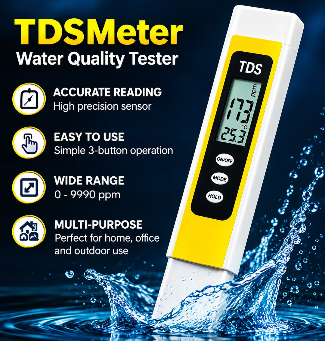 Digital TDS Meter Water Quality Tester | High Accuracy TDS & Temperature Tester | Portable Water Purity Testing Meter