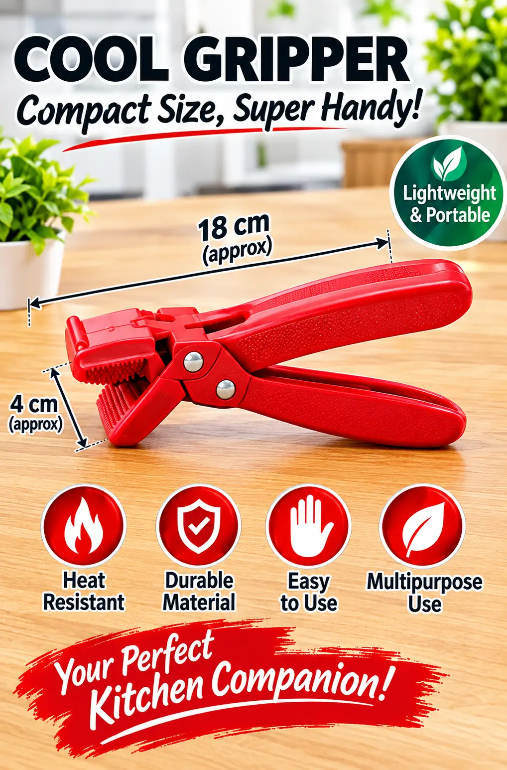 Cool Gripper Kitchen Tongs – Heat Resistant Hot Plate & Pan Lifter, Multi-Purpose Cooking Grip Tool