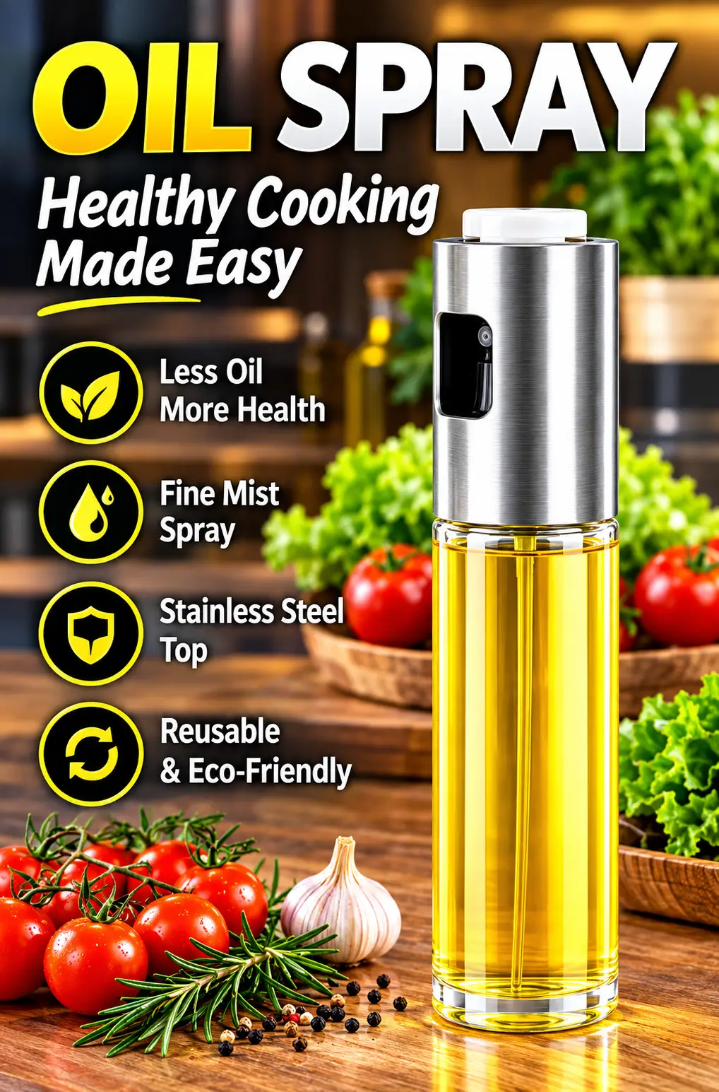 Oil Spray Bottle for Cooking – Refillable Oil Mister Sprayer for Air Fryer, BBQ, Grilling, Baking & Kitchen Use