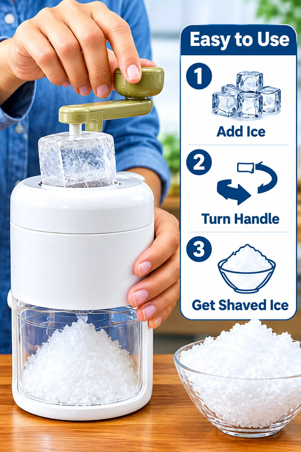 Manual Ice Shaver Machine – Hand Operated Ice Crusher & Shaved Ice Maker for Snow Cones, Cold Drinks, Desserts & Summer Refreshments