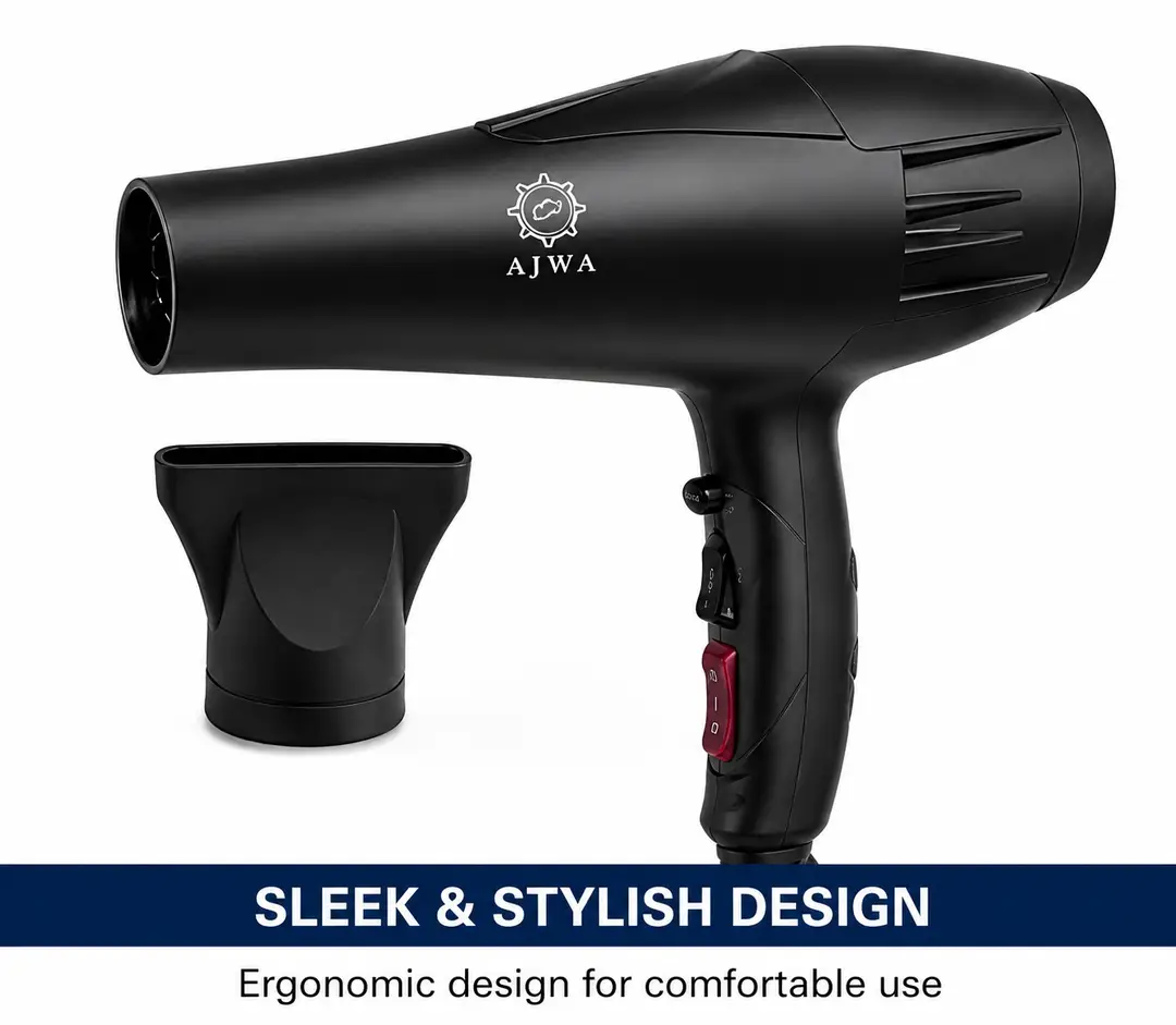 AJWA Professional Hair Dryer 2200W | Powerful Quick-Dry Hair Dryer with Negative Ion Care, Hot & Cold Air & Multi-Gear Settings