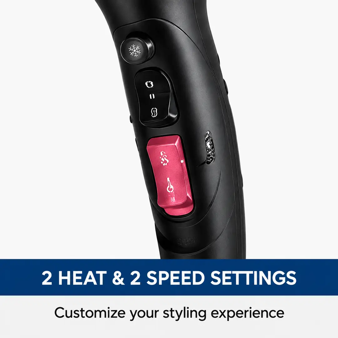 AJWA Professional Hair Dryer 2200W | Powerful Quick-Dry Hair Dryer with Negative Ion Care, Hot & Cold Air & Multi-Gear Settings