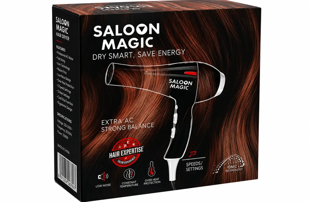 Saloon Magic Professional Hair Dryer | Extreme Performance Salon Hair Dryer with 2 Styling Nozzles