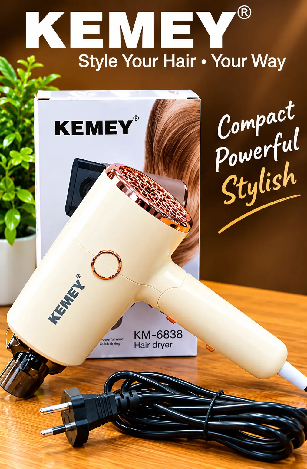 KEMEY KM-6838 Hair Dryer 1000W