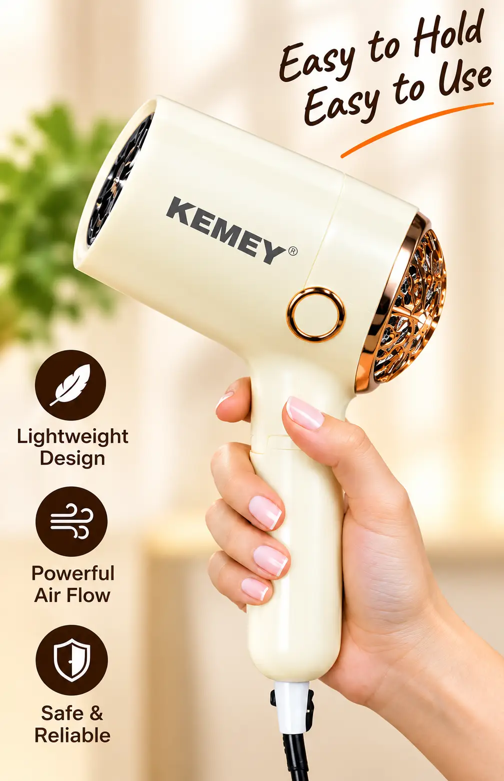 KEMEY KM-6838 Hair Dryer 1000W