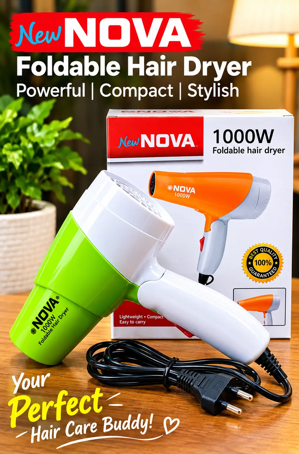 NOVA NV-1290 1000W Foldable Hair Dryer