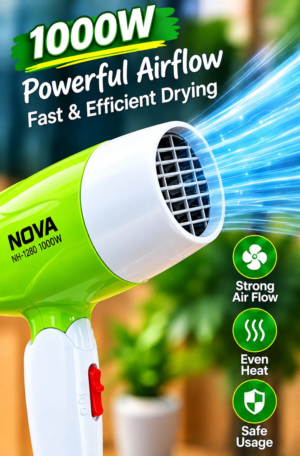 NOVA NV-1290 1000W Foldable Hair Dryer