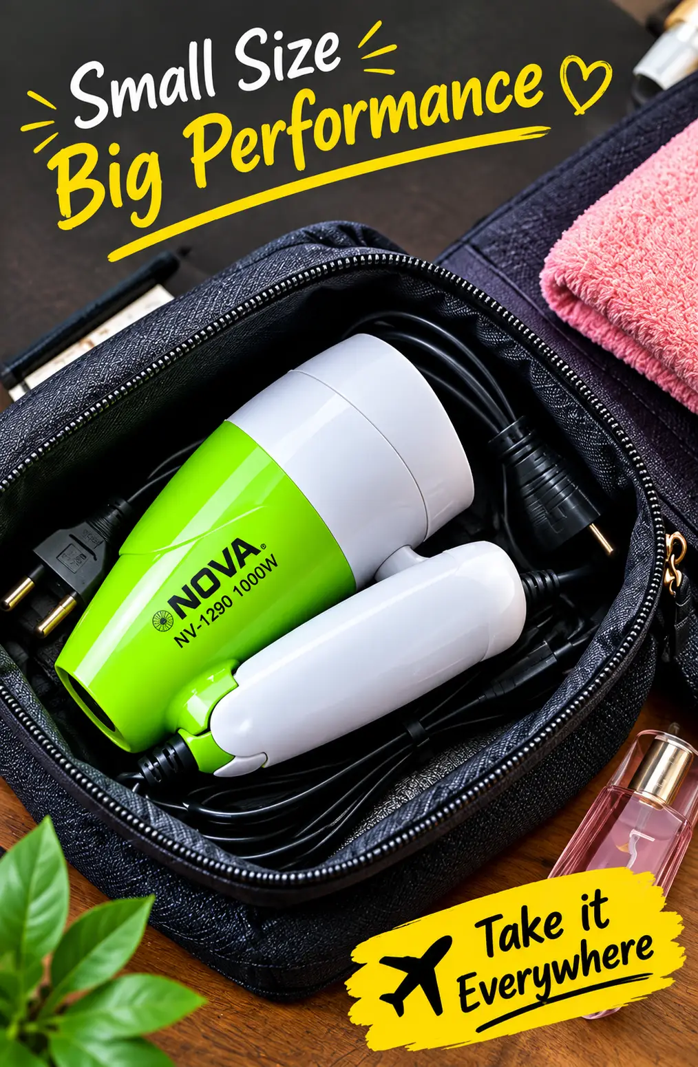 NOVA NV-1290 1000W Foldable Hair Dryer