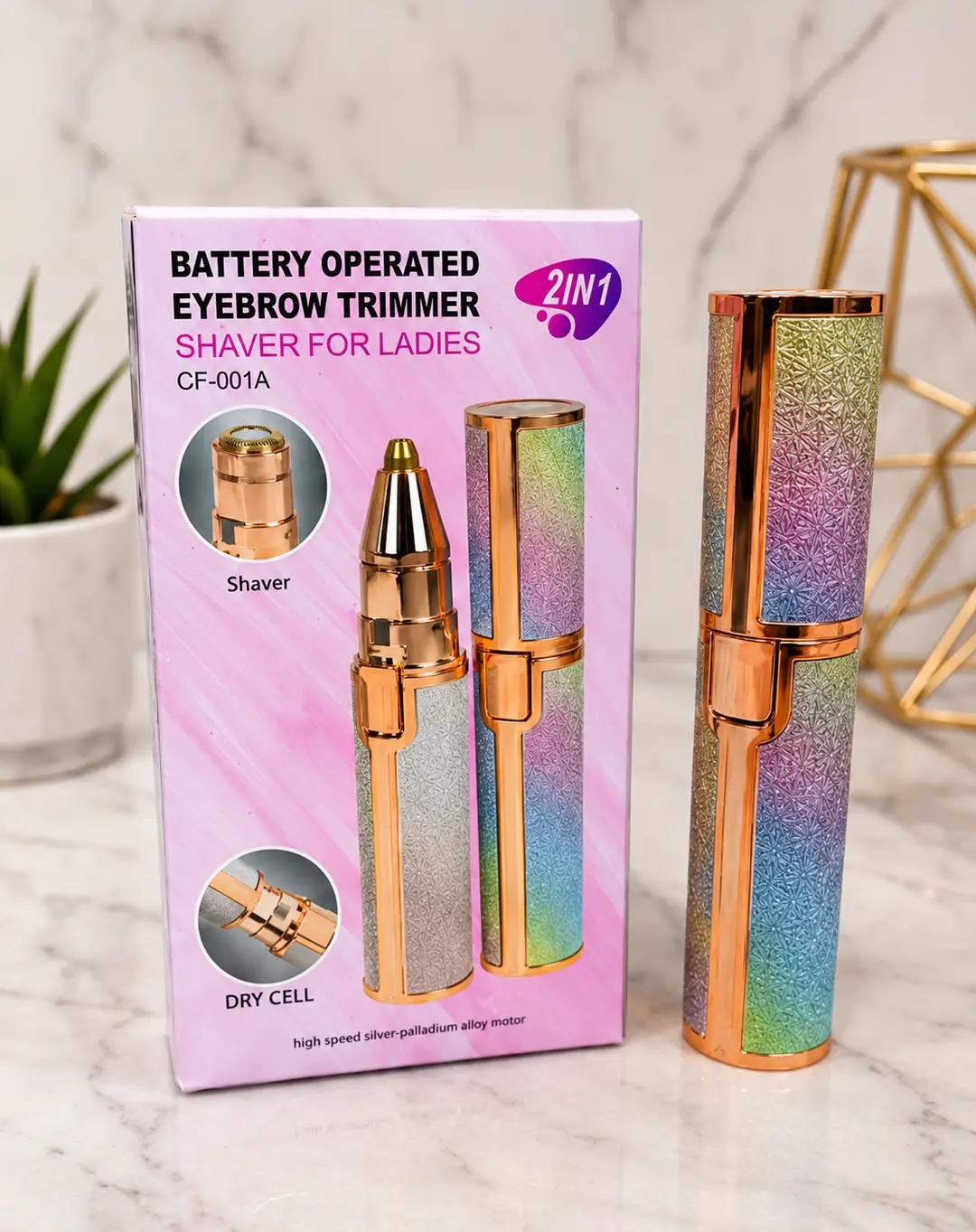 2 in 1 Battery Operated Eyebrow Trimmer & Facial Hair Remover for Women - CF-001A