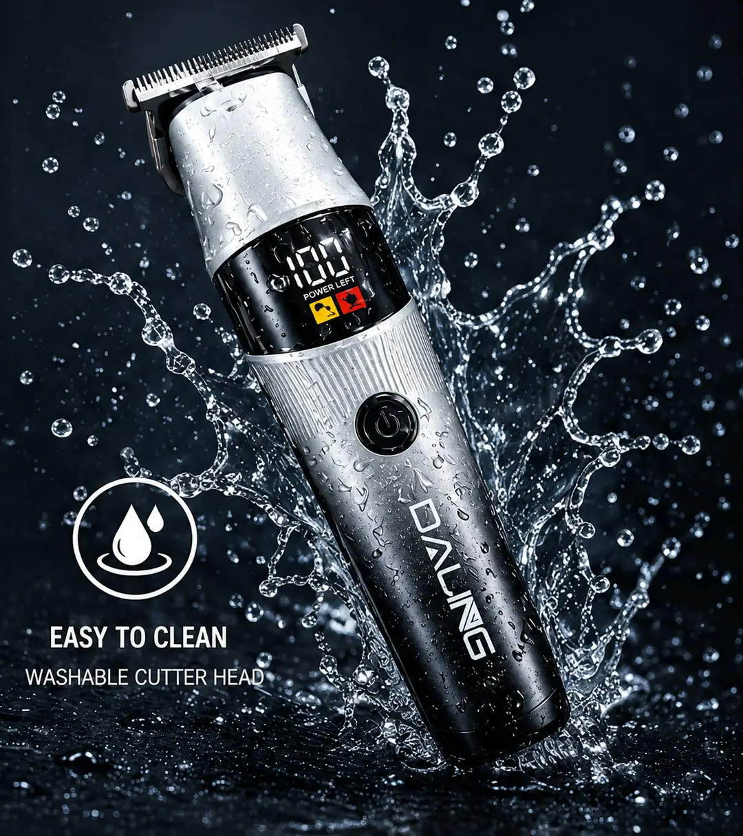 DALING DL-1953 Professional Rechargeable Hair Trimmer & Beard Clipper with LED Power Display – Cord / Cordless