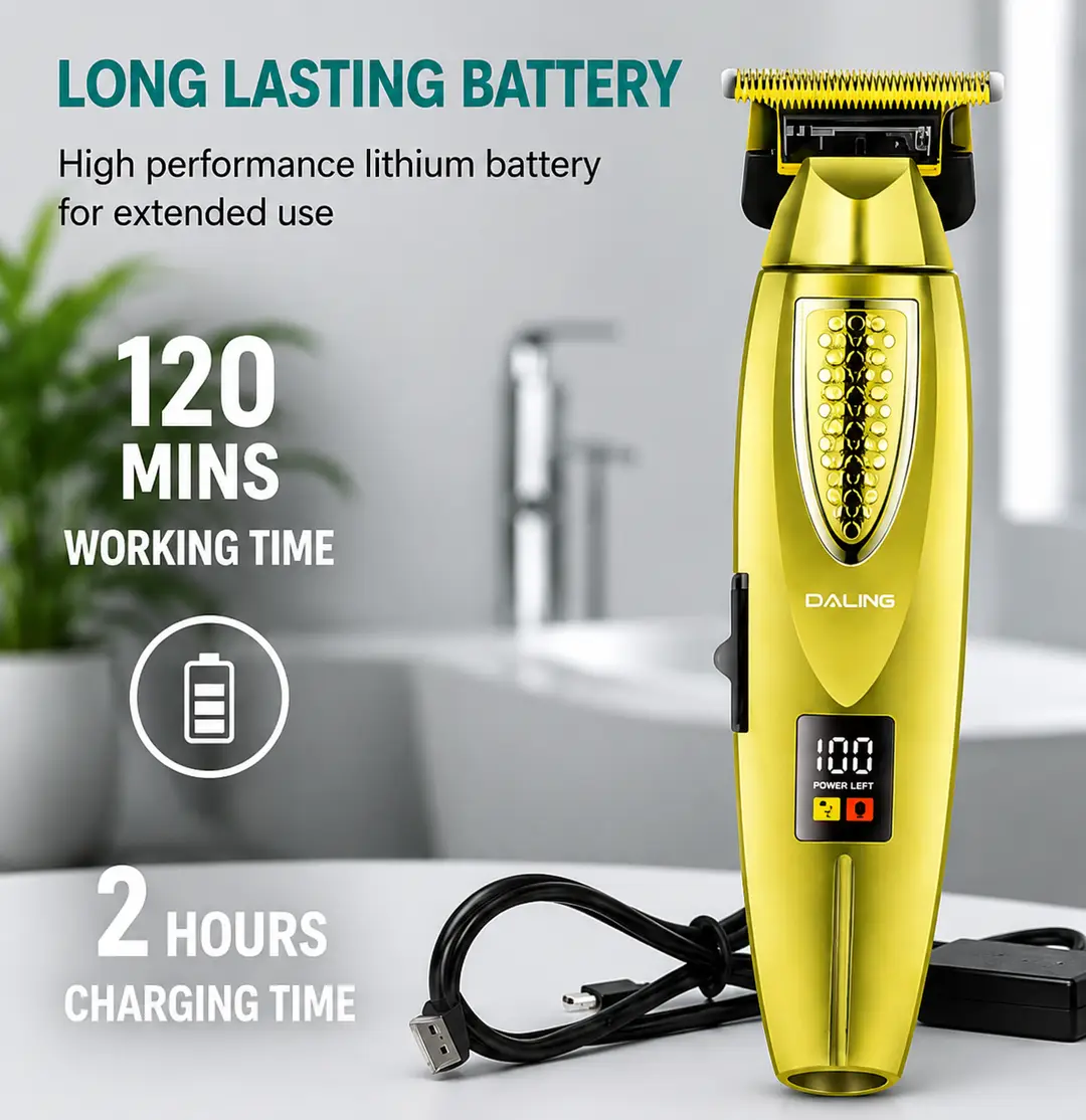 DALING DL-1772 Professional Hair Clipper | Rechargeable T-Blade Trimmer | LED Digital Display | Cordless Beard & Hair Cutting Machine