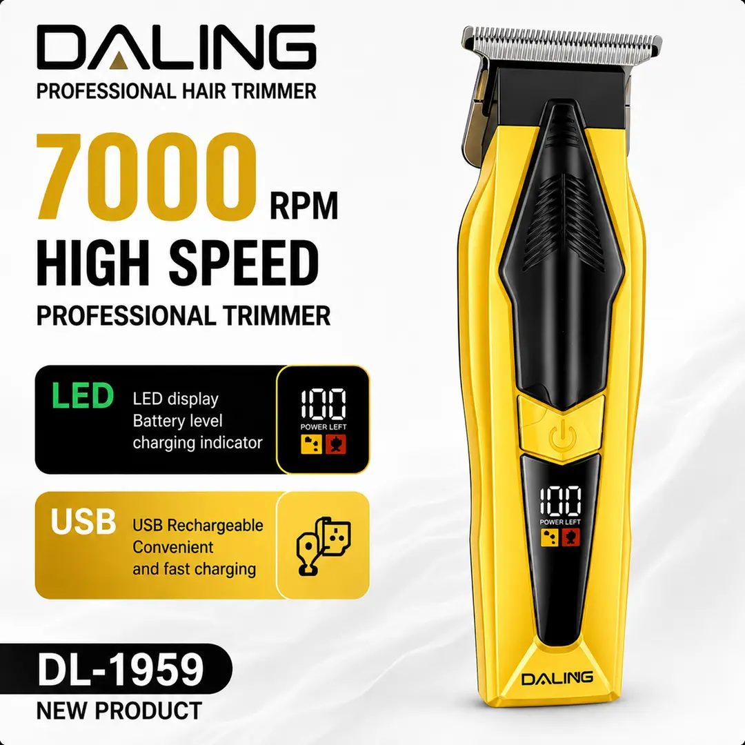 DALING DL-1959 Professional Hair Trimmer | 7000 RPM | USB Rechargeable | LED Display Hair & Beard Clipper