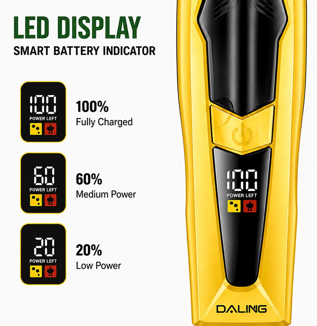 DALING DL-1959 Professional Hair Trimmer | 7000 RPM | USB Rechargeable | LED Display Hair & Beard Clipper
