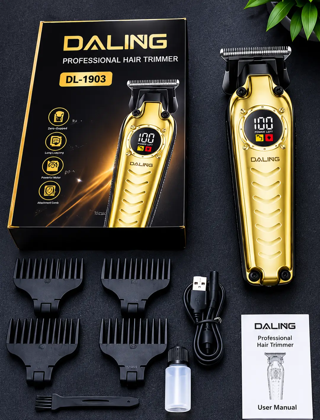 DALING DL-1903 Professional Hair Trimmer for Men | Cordless Rechargeable Beard & Hair Clipper with LED Display