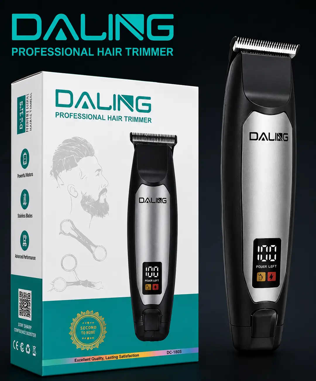 DALING DL-1838 Professional Cordless Hair Trimmer & Beard Clipper with Digital Display