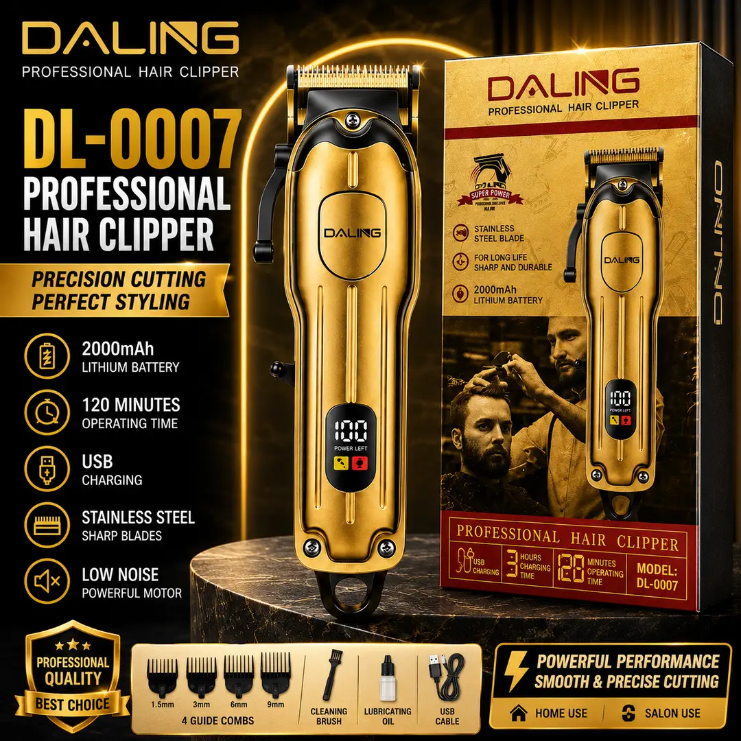 DALING DL-0007 Professional Hair Clipper Rechargeable Cordless Beard & Hair Trimmer with LED Display (2000mAh)