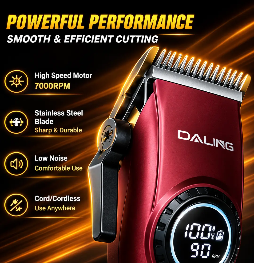 DALING RF-699 Professional Hair Clipper – Premium Rechargeable Cordless Trimmer with LCD Display