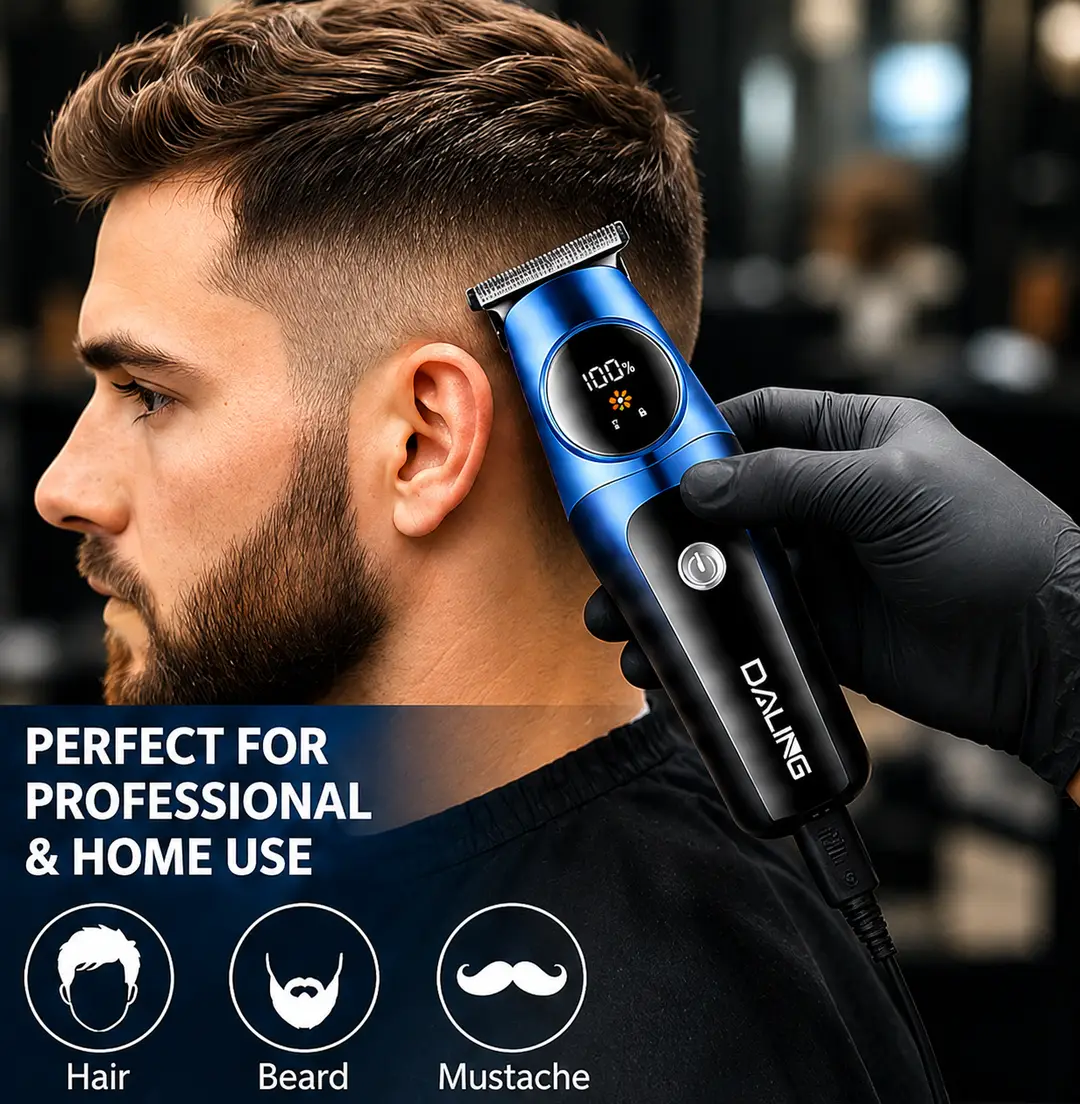 DALING DL-1698 Professional Hair Clipper – USB Rechargeable Hair & Beard Trimmer with LED Display | 1200mAh Battery