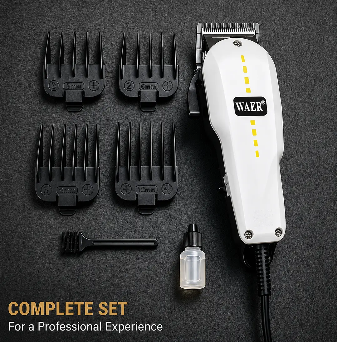 WAER Professional WA-91401 High-Power Corded Hair Clipper | Adjustable Blade Precision Hair Cutting Machine for Home & Salon Use