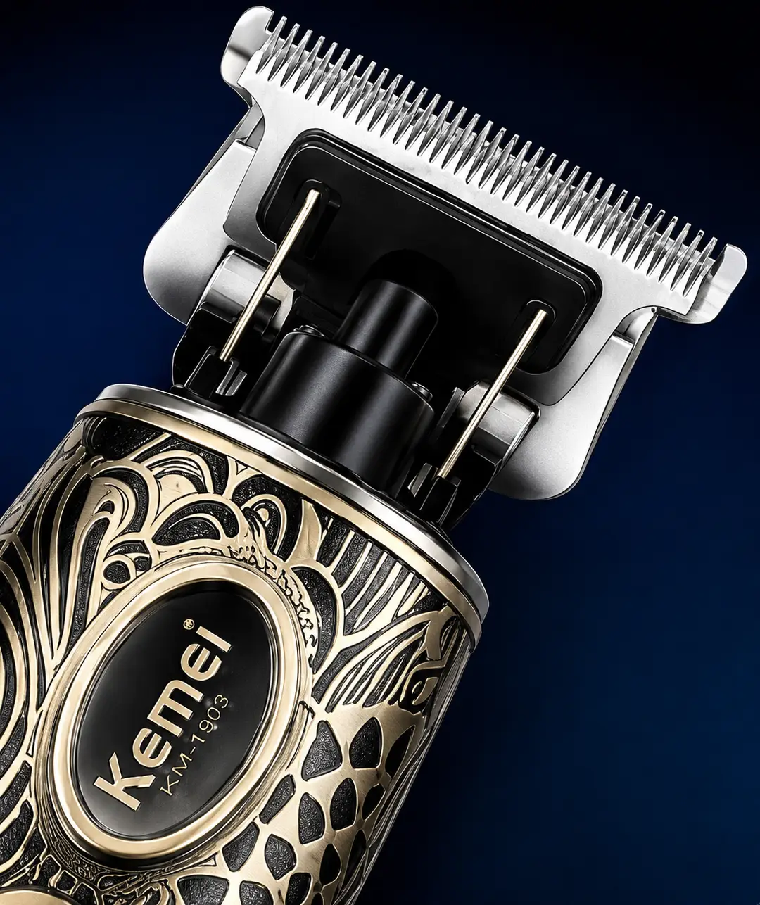 Kemei KM-3298 Professional Hair Clipper – 1200mAh Rechargeable Trimmer with LCD Display, Stainless Steel Blade & Engraved Metal Body