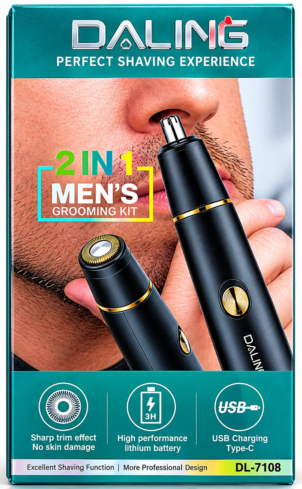 DALING DL-7108 2-in-1 Men's  – Nose & Ear Hair Trimmer,