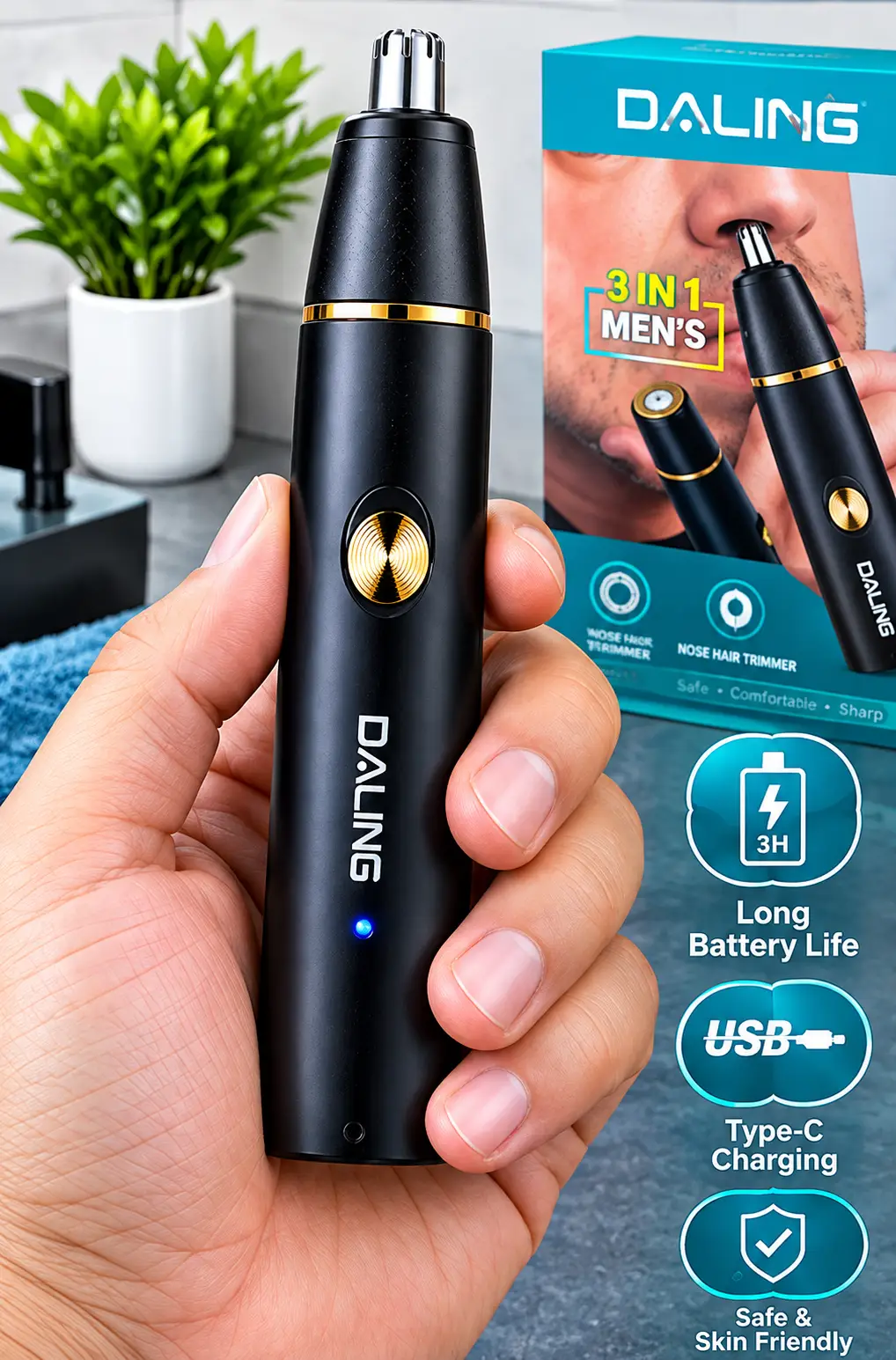 DALING DL-7108 2-in-1 Men's  – Nose & Ear Hair Trimmer,