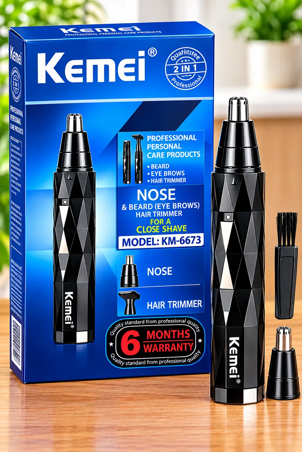 Kemei KM-6673 2-in-1 Nose & Ear Hair Trimmer