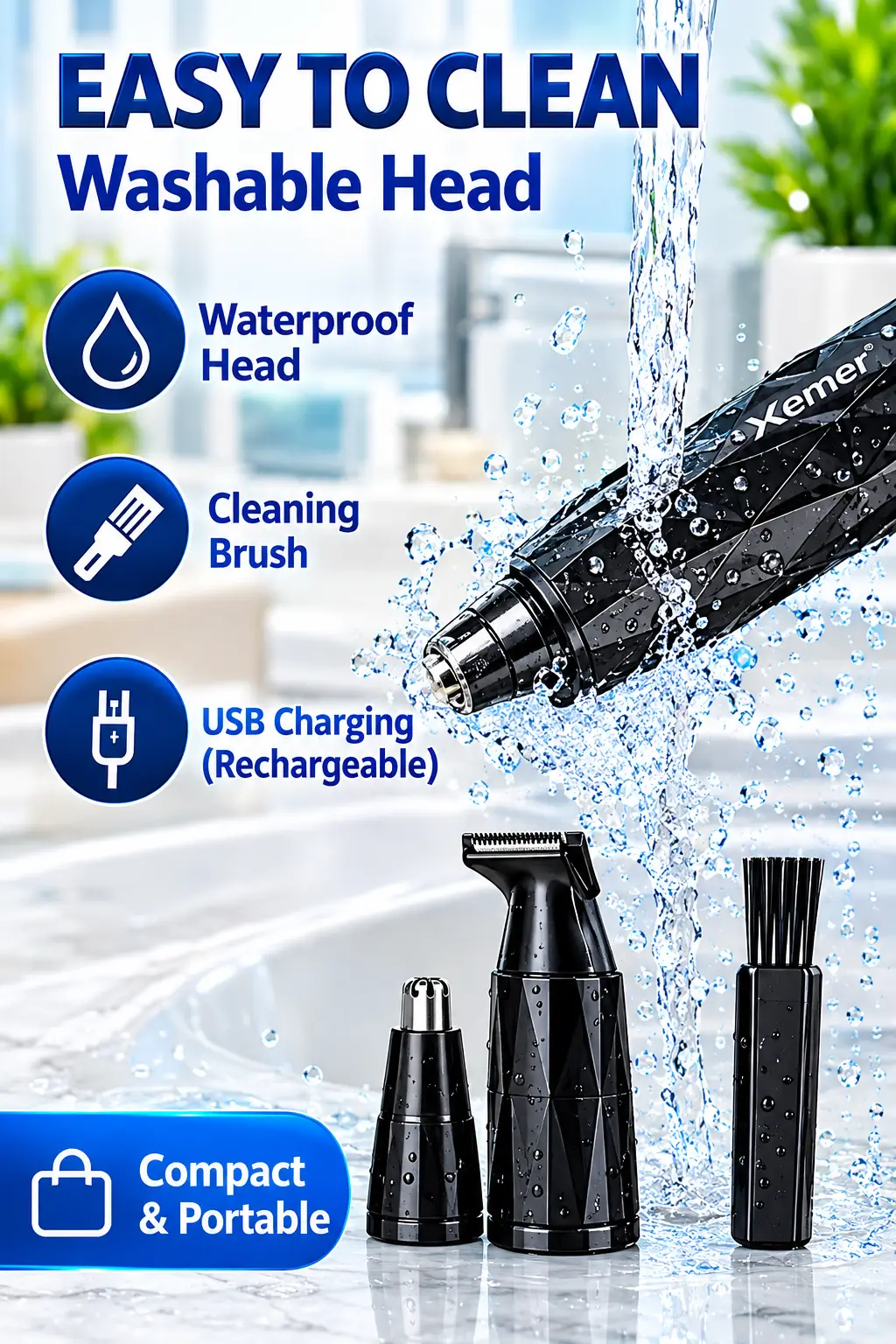 Kemei KM-6673 2-in-1 Nose & Ear Hair Trimmer