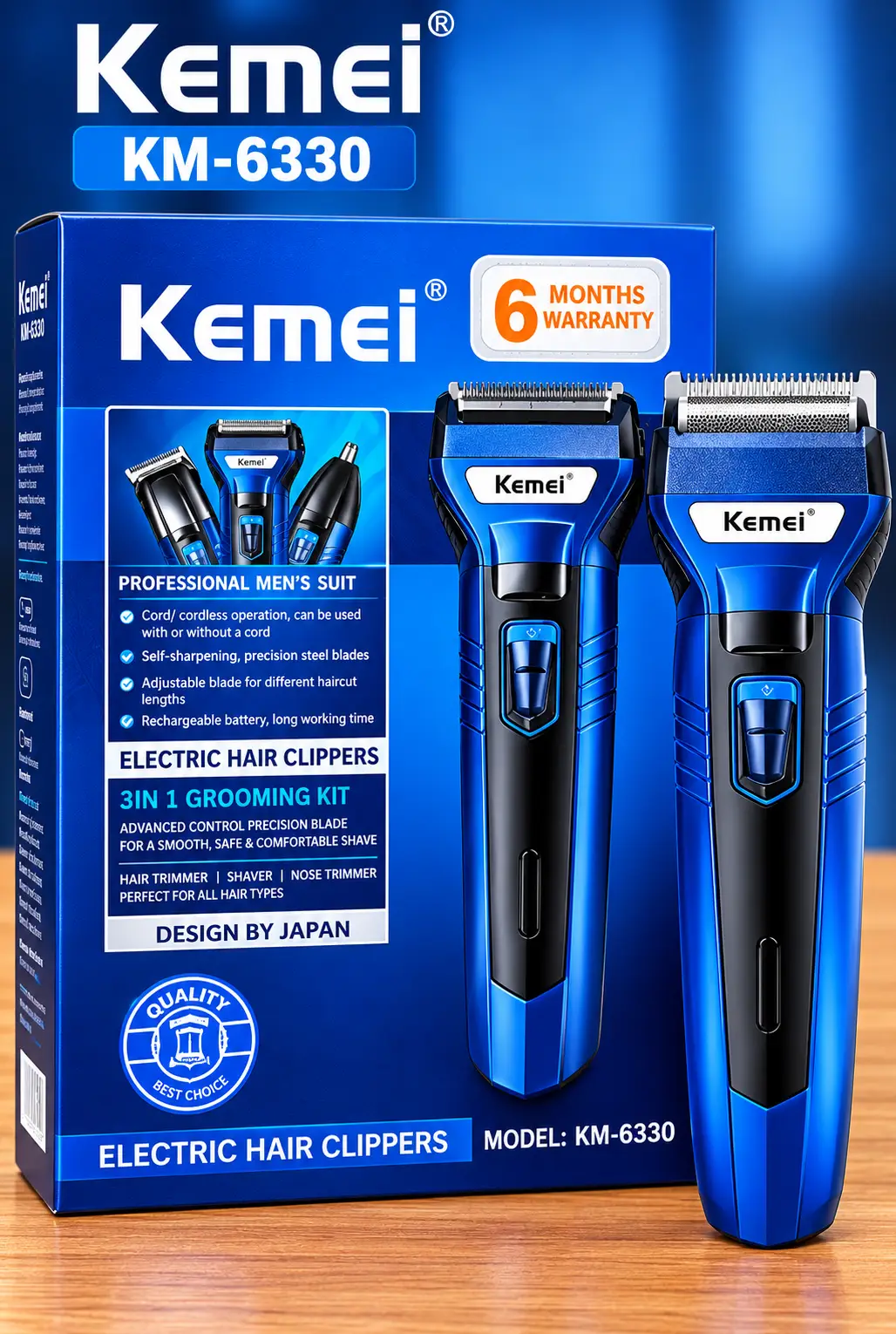 Kemei KM-6330 3-in-1 Professional Grooming Kit for Men