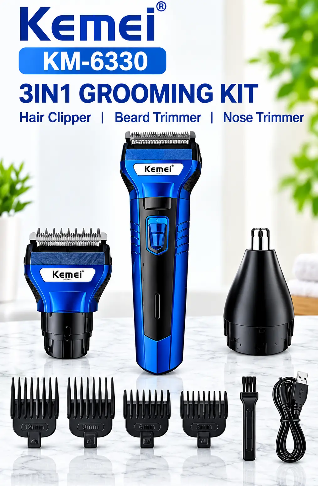 Kemei KM-6330 3-in-1 Professional Grooming Kit for Men