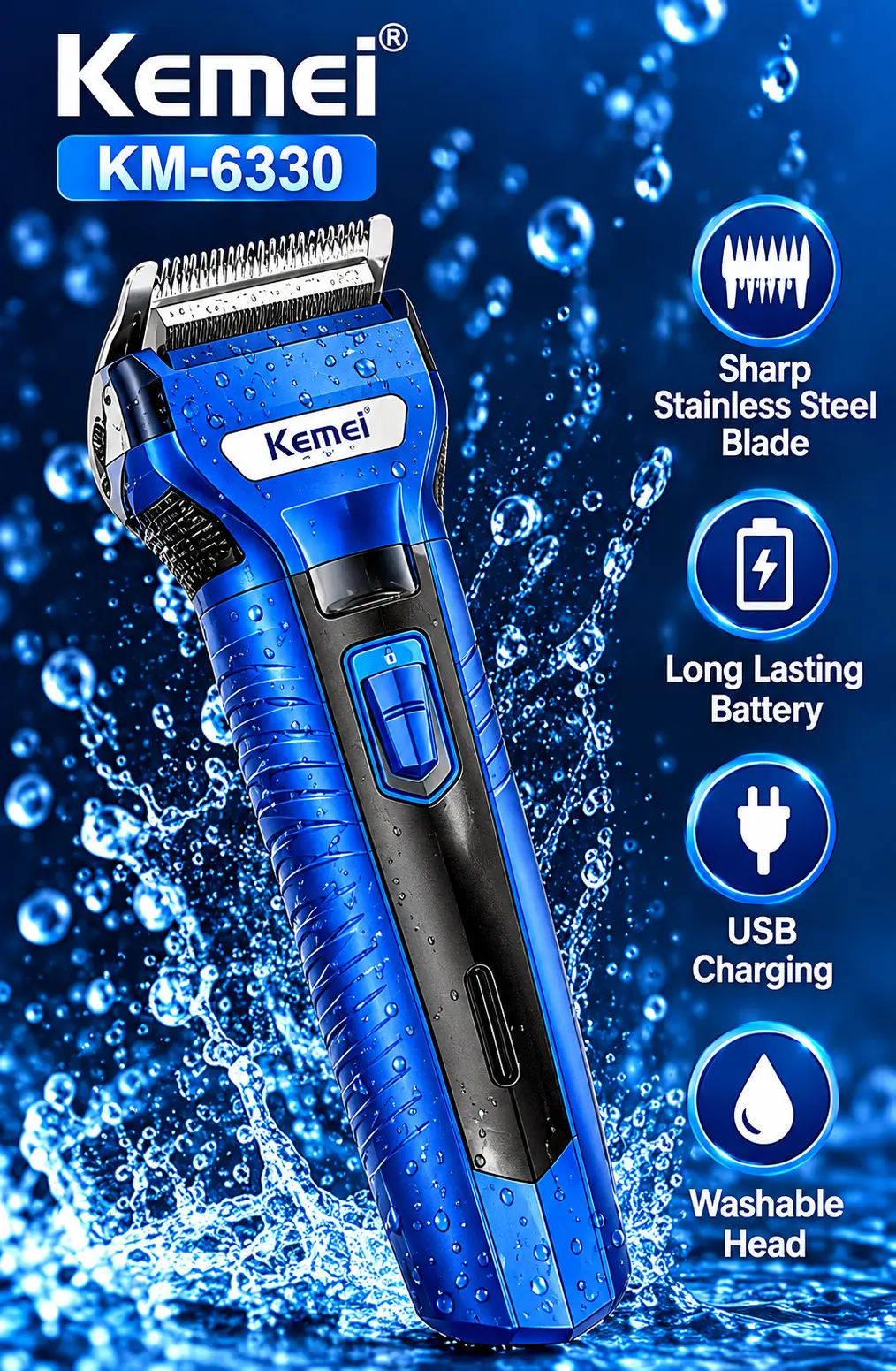 Kemei KM-6330 3-in-1 Professional Grooming Kit for Men