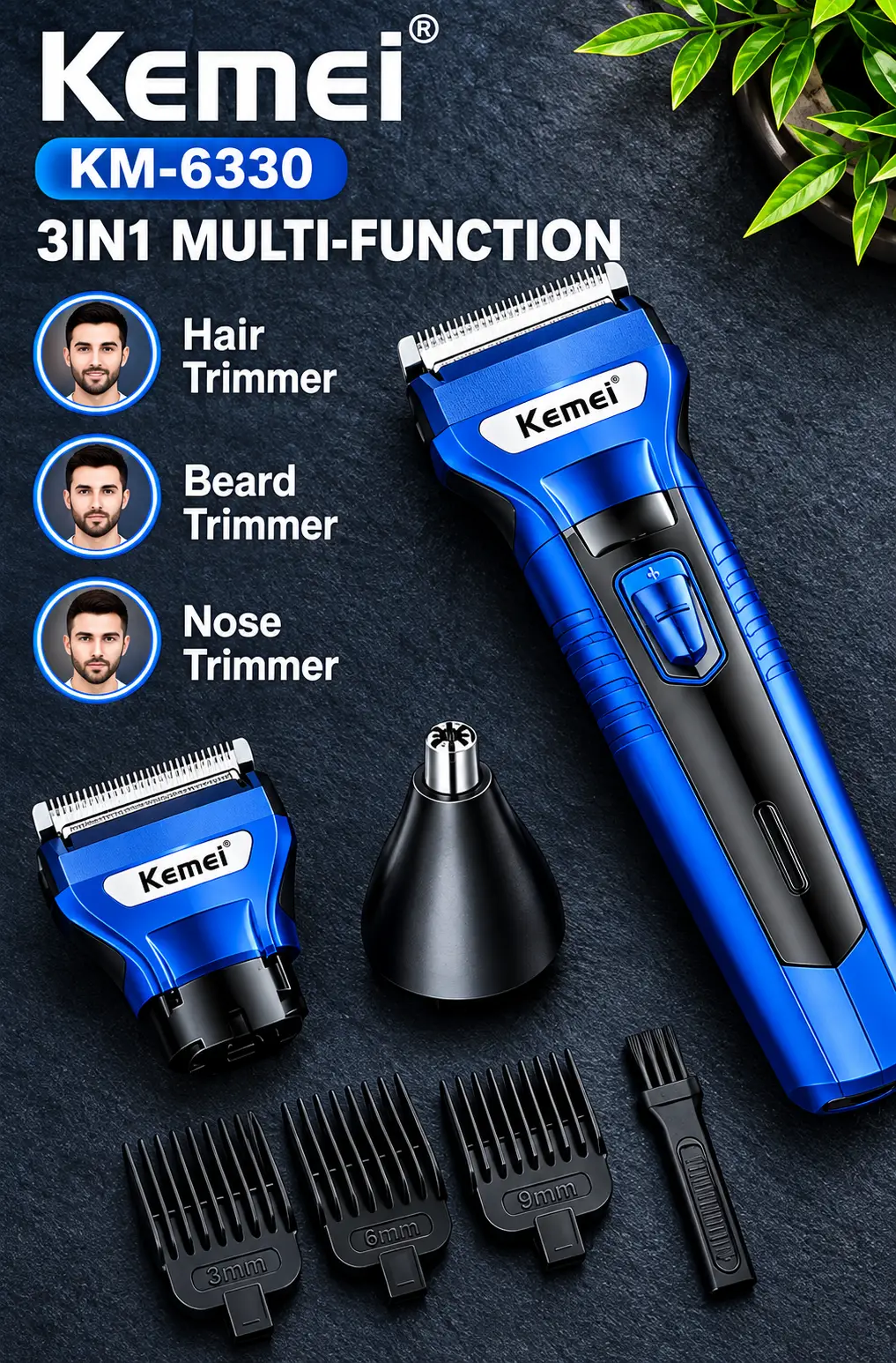 Kemei KM-6330 3-in-1 Professional Grooming Kit for Men