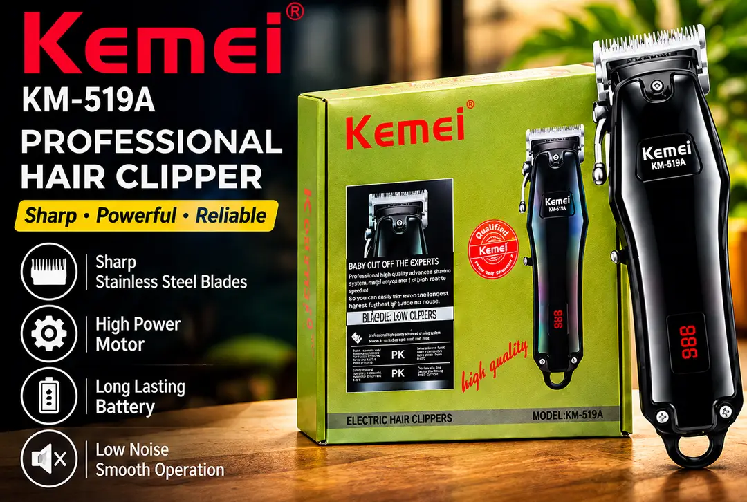 Kemei KM-519A Professional Rechargeable Hair Clipper for Men