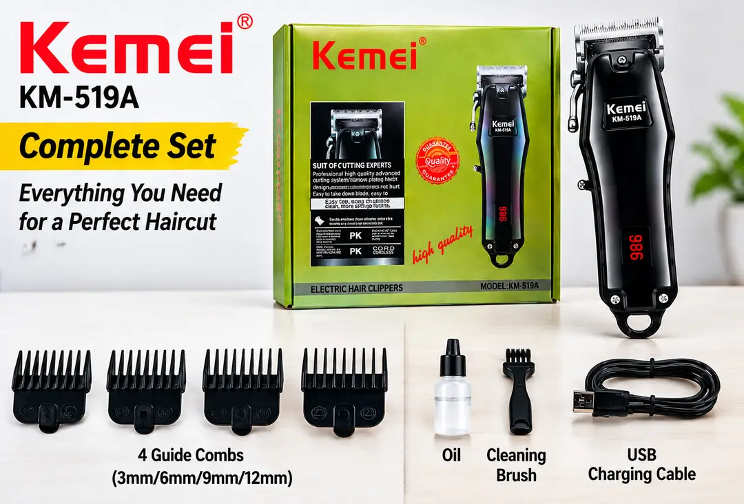 Kemei KM-519A Professional Rechargeable Hair Clipper for Men