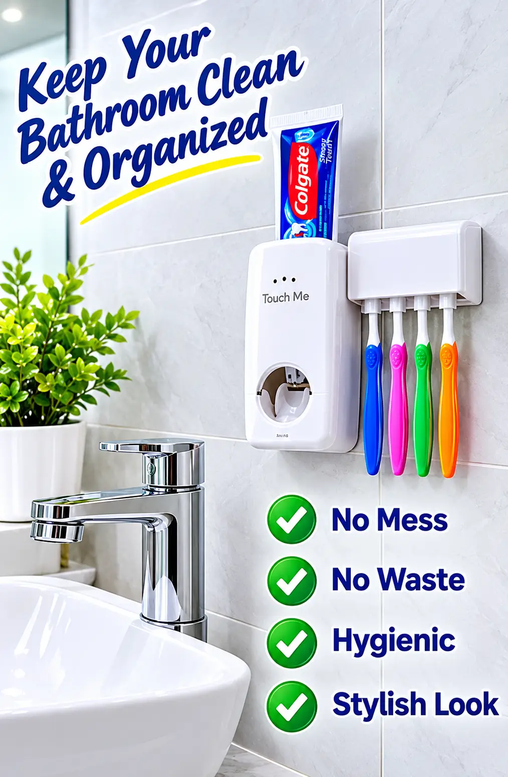 Wall Mounted Automatic Toothpaste Dispenser & Toothbrush Holder – Hygienic Bathroom Organizer