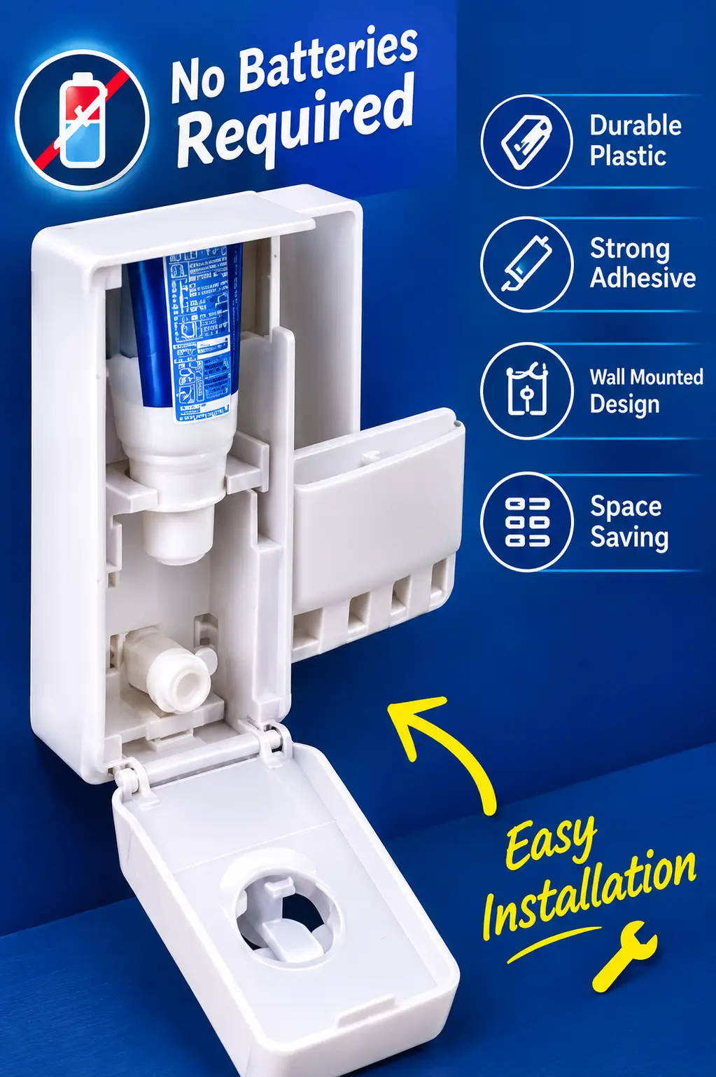 Wall Mounted Automatic Toothpaste Dispenser & Toothbrush Holder – Hygienic Bathroom Organizer