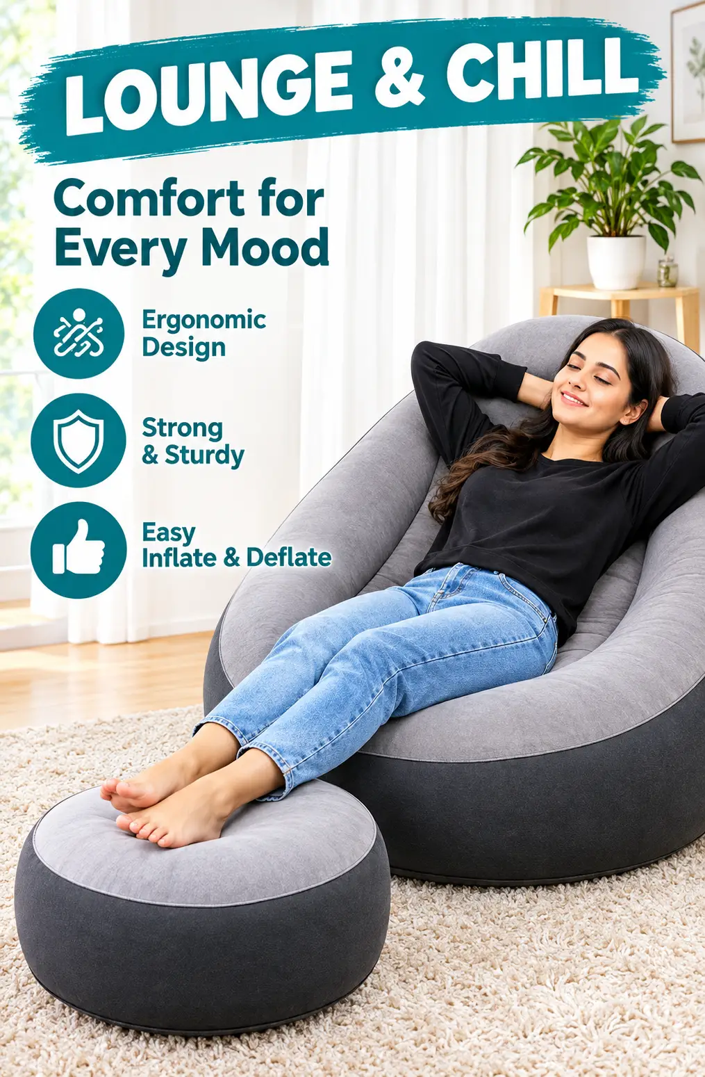 Premium Inflatable Sofa with Comfortable Back Support
