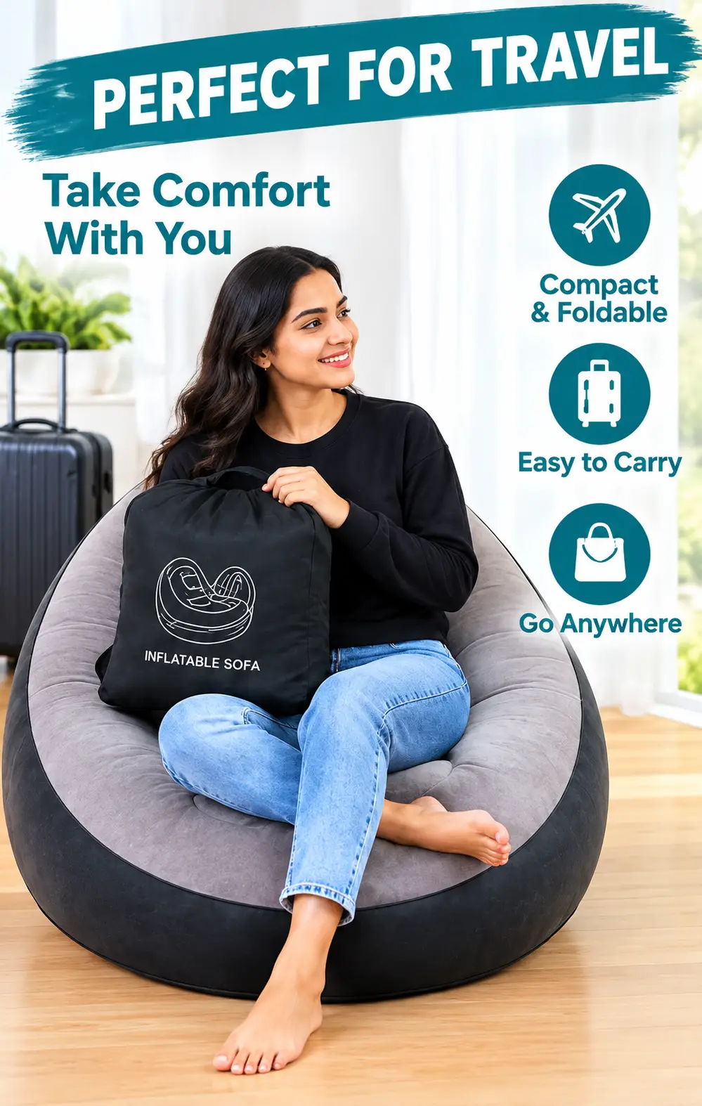 Premium Inflatable Sofa with Comfortable Back Support