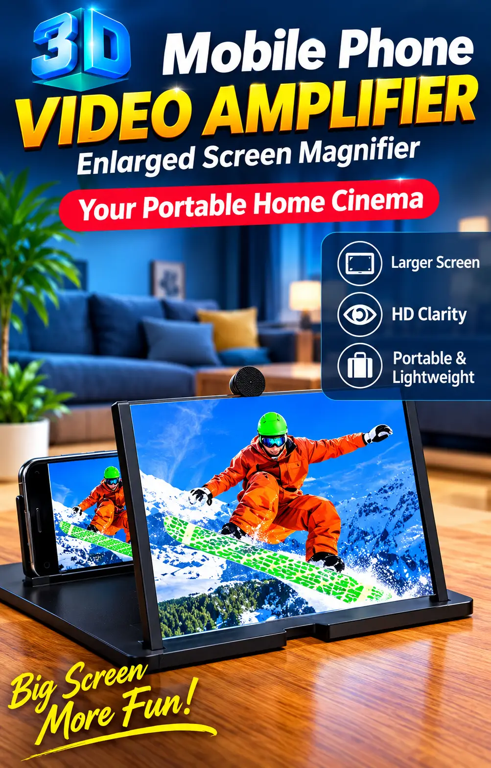 3D Mobile Phone Video Amplifier Screen Magnifier – Foldable Portable Phone Screen Enlarger