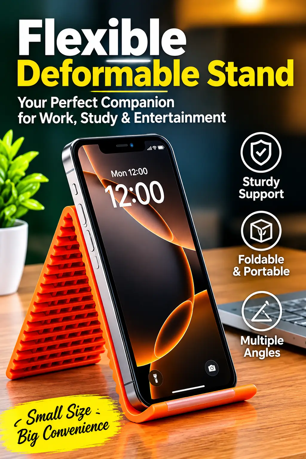 Flexible Deformable Mobile Phone, Tablet & Laptop Stand – Adjustable Foldable Multi-Purpose Desk Holder