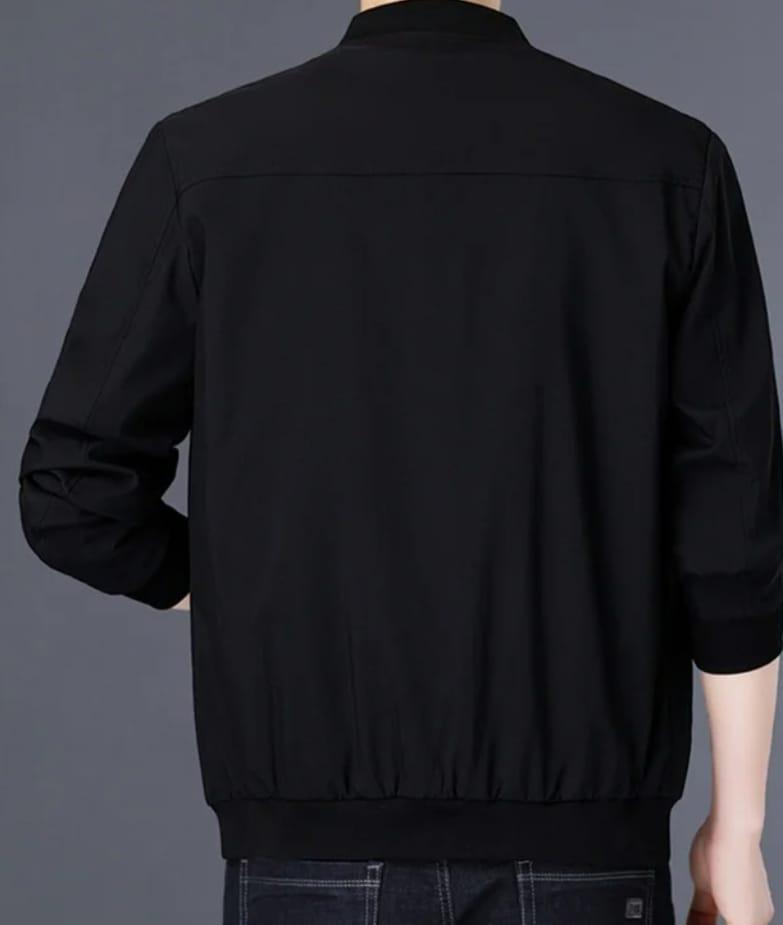 Men Black Zipper Track Suit Polyester Winter Wear