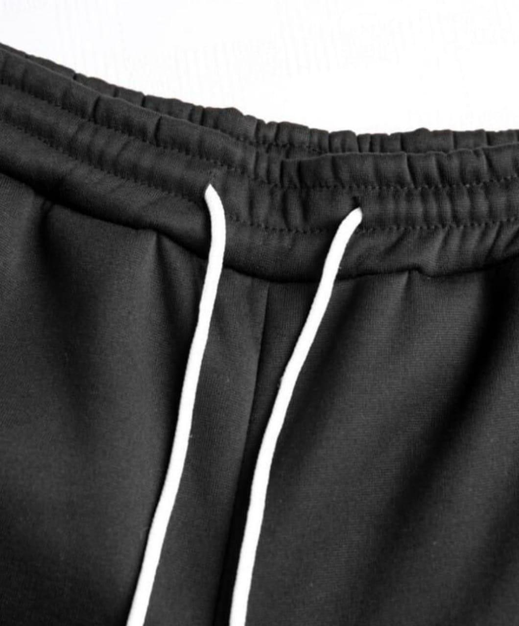 Men Zipper Track Suit White Black Polyester Medium to XL