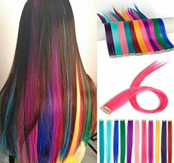 Multicolor Synthetic Hair Extensions 55cm Lightweight Pakistan