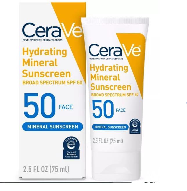 CeraVe Hydrating Mineral Sunscreen SPF 50 for Sensitive Skin